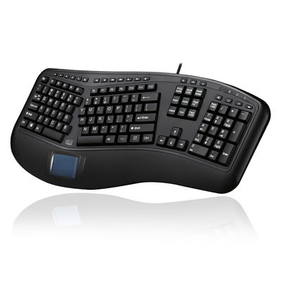 ADESSO AKB-450UB - Ergonomic Keyboard with Built-in Touchpad, Wired USB, Multimedia Hotkeys, Split Keys Design, Built-in Palm Rest for Comfort - Compatible for PC