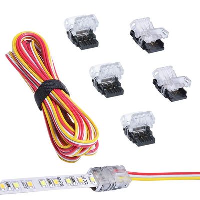 Nicelux CCT Tunable LED Strip Connector 10mm 3 Pin (5PCS) With 9.8 Feet 20 AWG LED Extension Wire, DIY Both Strip to Power and board to board Jumper, Non-waterproof