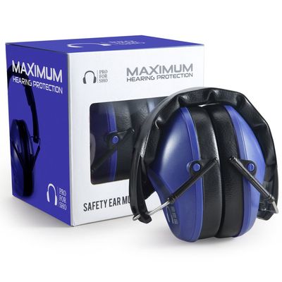 Pro For Sho 34dB NRR Hearing Protection Ear Muffs  Highest NRR Compact Design Ear Protection for Loud Events & Sensory Use (Dazzling Blue)