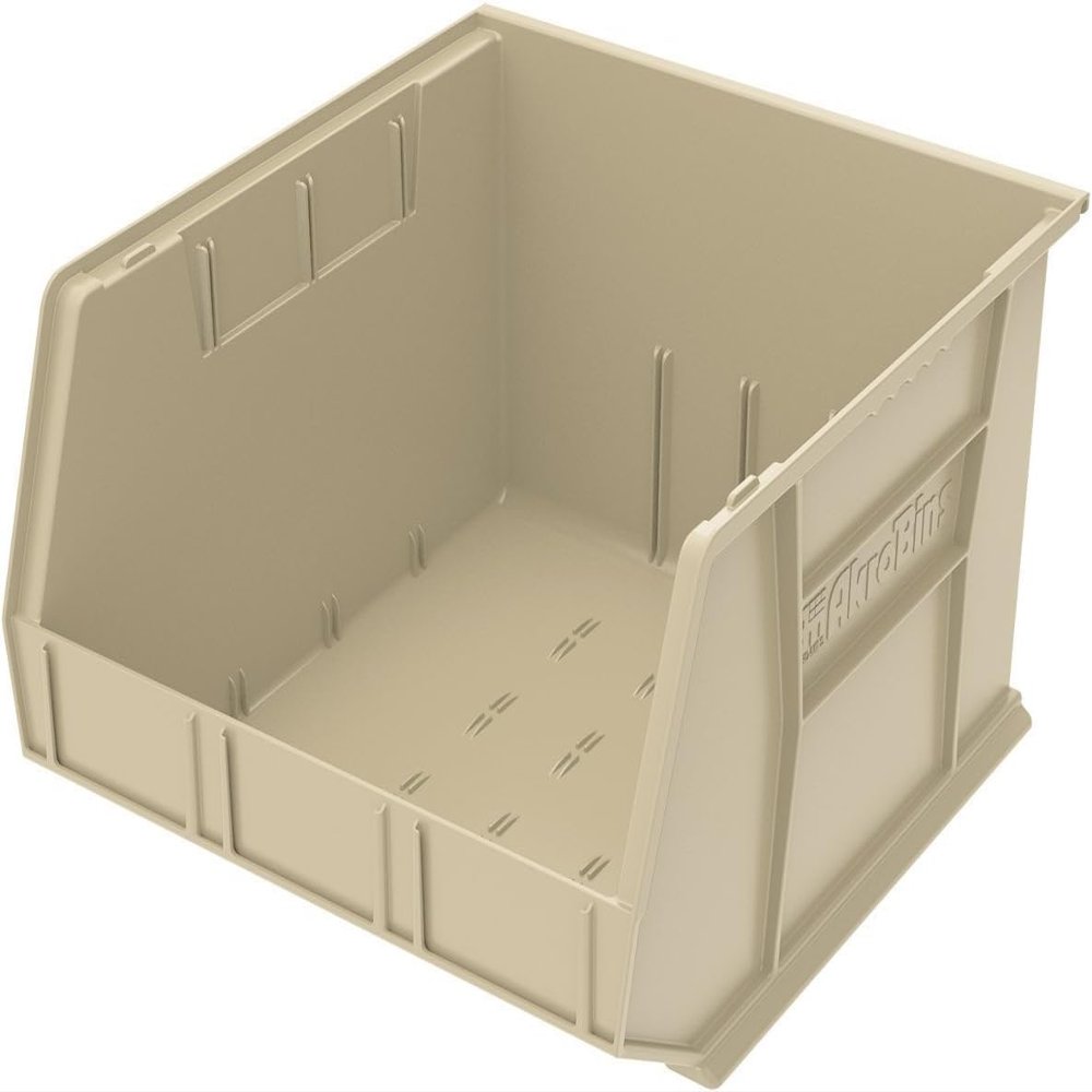 Akro-Mils 30270 AkroBins Plastic Hanging Stackable Storage Organizer Bin, 18-Inch x 16-Inch x 11-Inch, Stone, 3-Pack