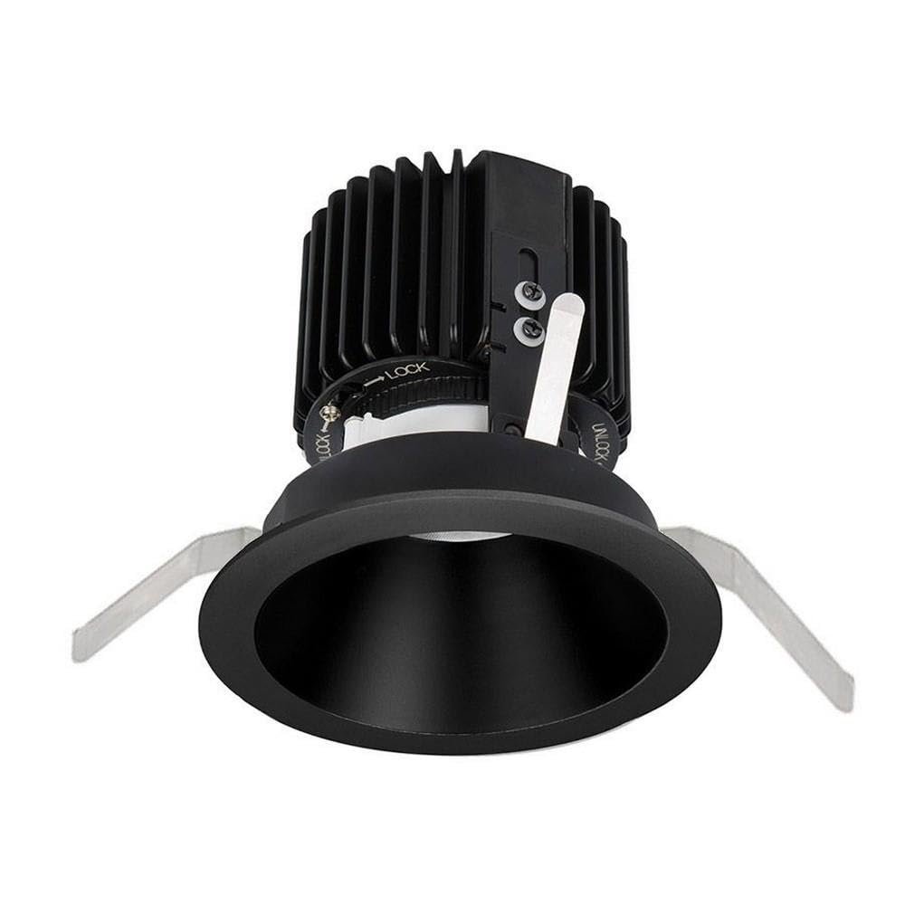 WAC Lighting R4RD2T-N827-BK Volta - 6.39" 36W 25 2700K 85CRI 1 LED Round Regressed Trim with Light Engine, Black Finish with Textured Glass