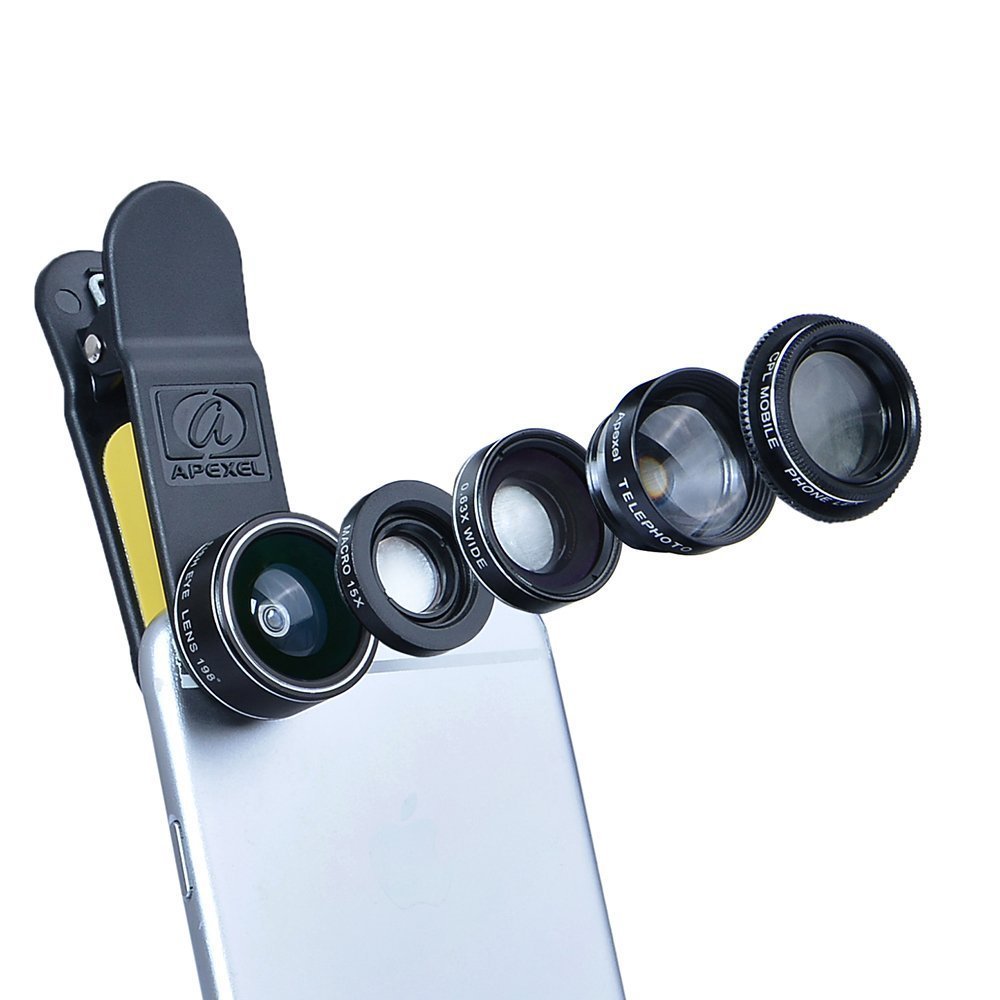 NatoGears - Deluxe Universal 5 in 1 Camera Lens Kit for iPhone 7 6/6s 6Plus/6s Plus, Samsung S7/S7 Edge, S6/S6 Edge Note 5 & 4