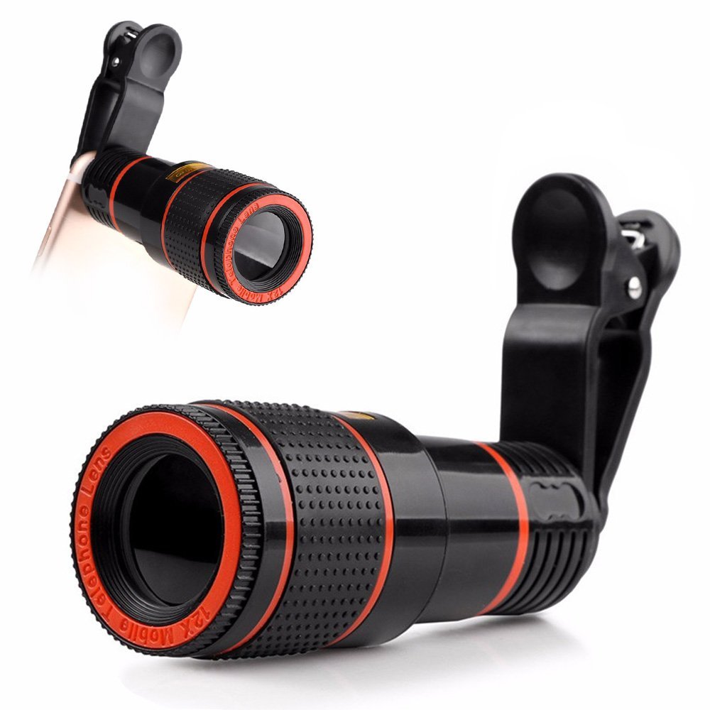 Cellphone Camera Lens, Universal High Definition 12X Optical Zoom Focus Mobile Phone Lens, Clip-on Telescope for Smartphones
