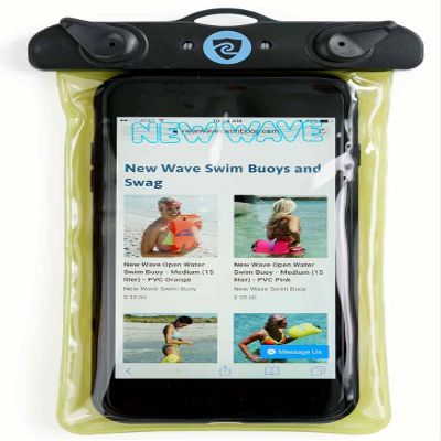 New Wave Waterproof Pouch for Open Water Swimmers and Triathletes - No Dry-Bag (Waterproof Phone Pouch)