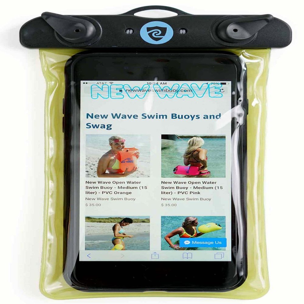 New Wave Waterproof Pouch for Open Water Swimmers and Triathletes - No Dry-Bag (Waterproof Phone Pouch)