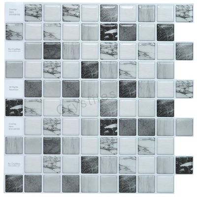 Crystiles 10"x10" Marble Peel and Stick Backsplash, Self-Adhesive Backsplash for Kitchen, Grey, 6 Sheets Pack