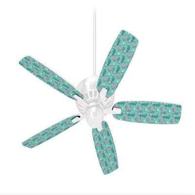 Seahorses and Shells Seafoam Green - Ceiling Fan Skin Kit fits most 42 inch fans (FAN and BLADES SOLD SEPARATELY)