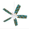 Famingos and Flowers Blue Medium - Ceiling Fan Skin Kit fits most 42 inch fans (FAN and BLADES SOLD SEPARATELY) view 1