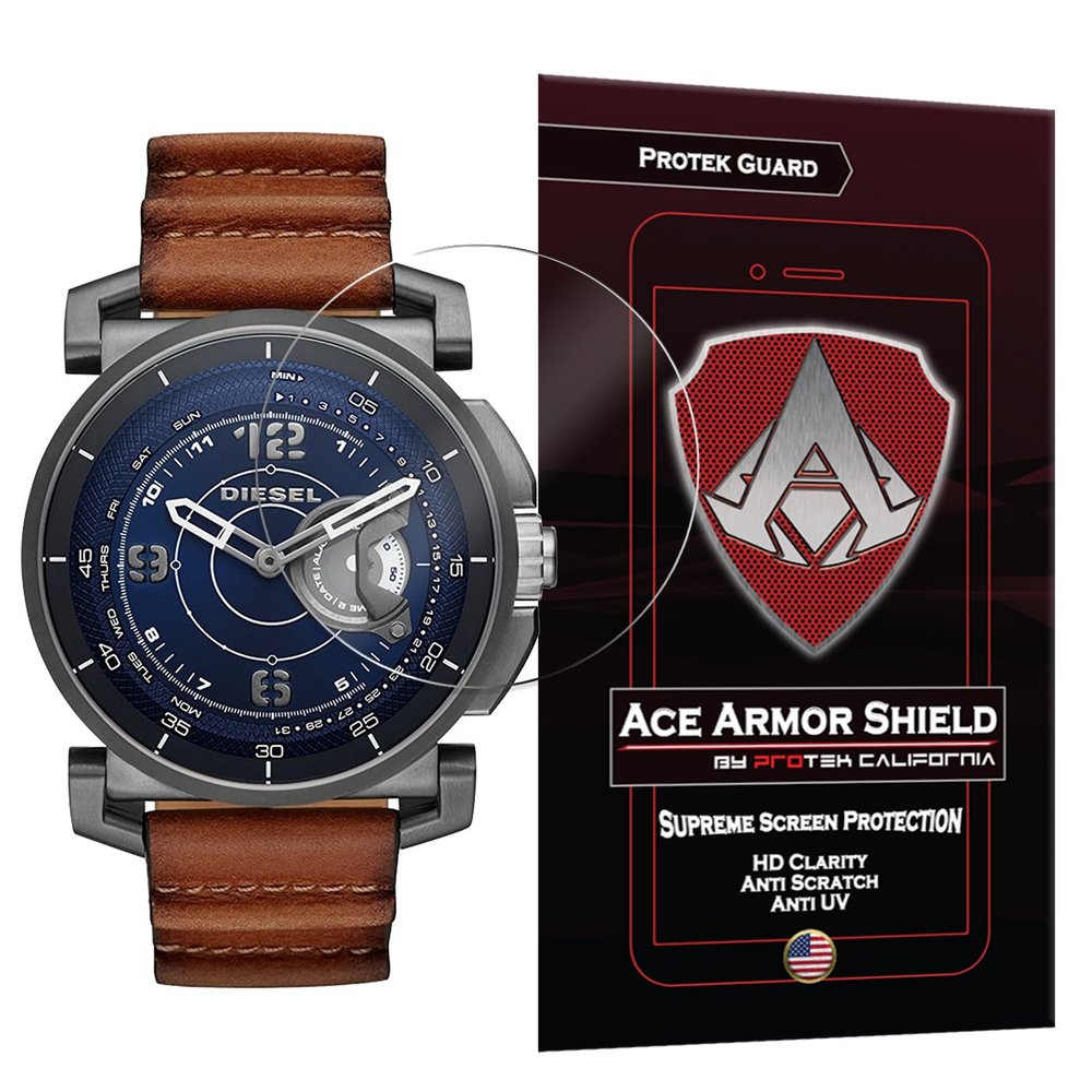Ace Armor Shield Protek Guard Screen Protector for The Diesel On Time Smartwatch (2016) with Free Lifetime Replacement Warranty
