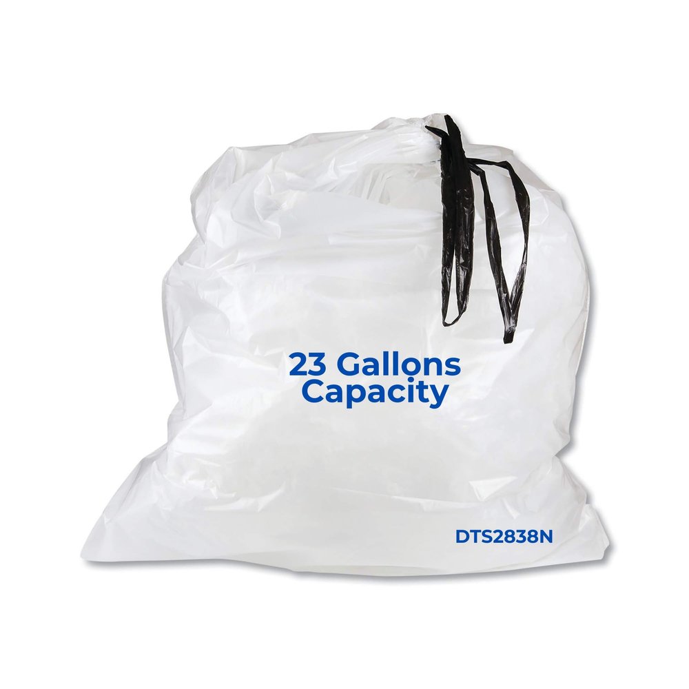 Inteplast 23 Gallons Draw-Tape Can Liner, 28.5 x 38 in, Clear, 150 Count