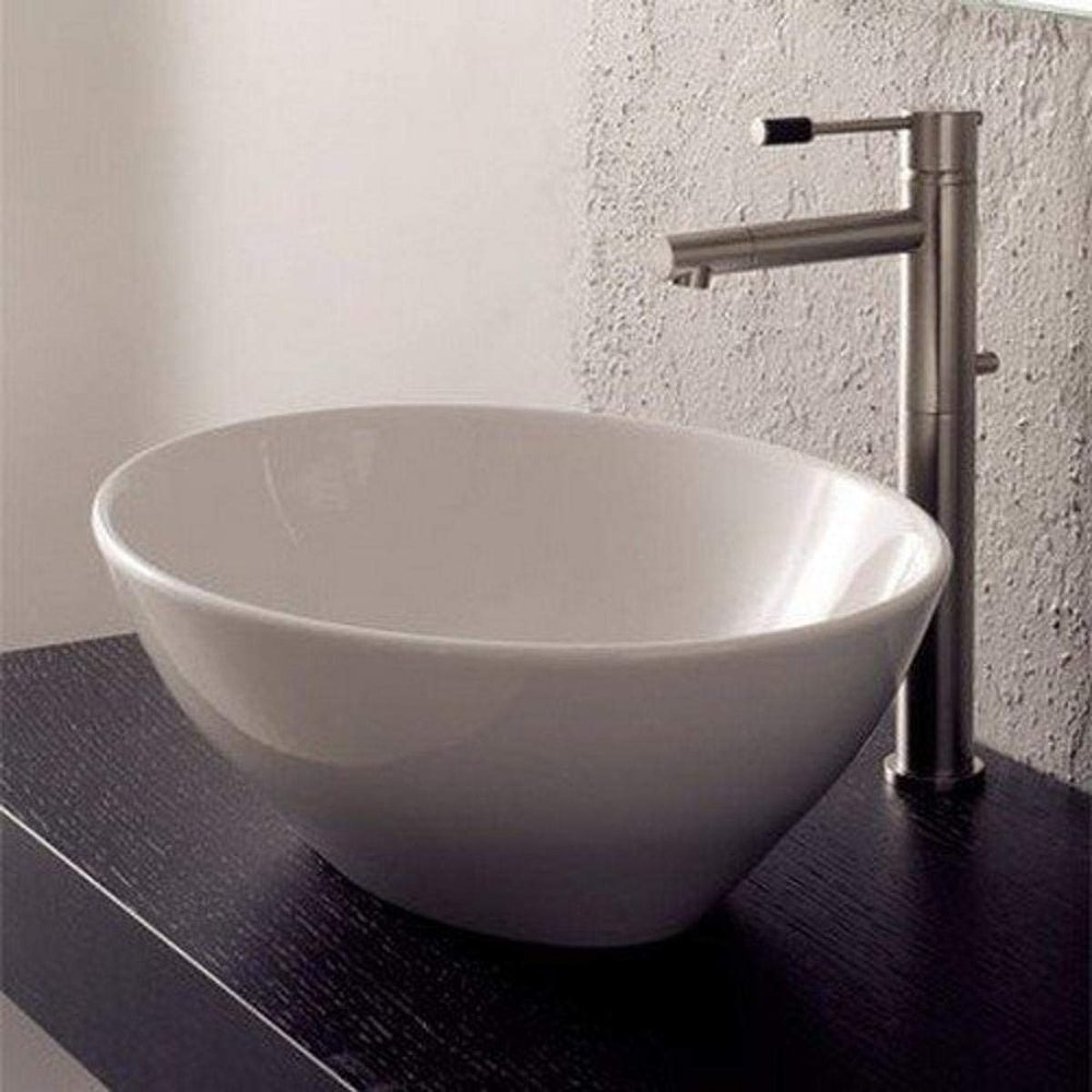 Scarabeo 8011-No Hole-637509844714 Designer Ceramic Sink Vessel, White