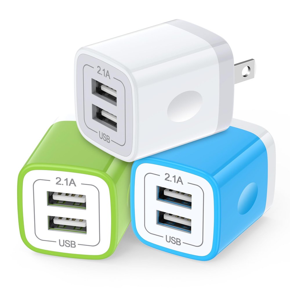 Plug USB Wall Adapter,5V/2.1A USB Charger Box Fast Charging Block Cube Base