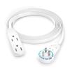 Maximm Cable 6 Ft 360 Rotating Flat Plug Extension Cord/Wire, 16 AWG Multi 3 Outlet Extension Wire, 3 Prong Grounded Wire - White - UL Certified view 1