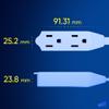 Maximm Cable 20 Ft 360 Rotating Flat Plug Extension Cord, 16/3 AWG Multi 3 Outlet 3-Prong Grounded Wire- White - UL Certified view 4