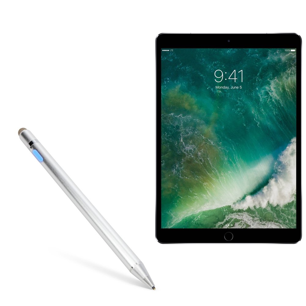 BoxWave Stylus Pen Compatible with iPad Pro 10.5 (2017) - AccuPoint Active Stylus, Electronic Stylus with Ultra Fine Tip - Metallic Silver