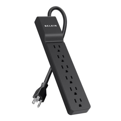 Belkin 6-Outlet Home And Office Surge Protector With Essential Power Filtration And 4ft Cord, 700 Joules, Black