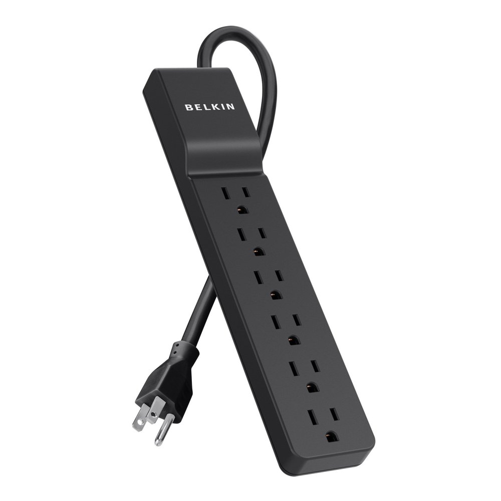 Belkin 6-Outlet Home And Office Surge Protector With Essential Power Filtration And 4ft Cord, 700 Joules, Black