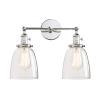 Permo Double Sconce Vintage Industrial Antique 2-Lights Wall Sconces with Oval Cone Clear Glass Shade (Chrome) view 1