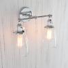 Permo Double Sconce Vintage Industrial Antique 2-Lights Wall Sconces with Oval Cone Clear Glass Shade (Chrome) view 4