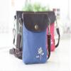 Leather & Canvas Embroidery Flower Mobile Phone Cross-body Shoulder Bag 3 Layers Zip Pouch Case (green) view 3