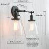 Permo Double Sconce Vintage Industrial Antique 2-Lights Wall Sconces with Oval Cone Clear Glass Shade (Black) view 2