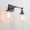 Permo Double Sconce Vintage Industrial Antique 2-Lights Wall Sconces with Oval Cone Clear Glass Shade (Black) view 3