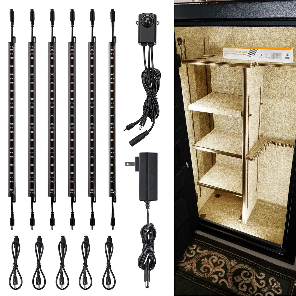 TORCHSTAR 6pcs 12 Inch LED Safe Lighting Kit, Motion Sensor, 3000K