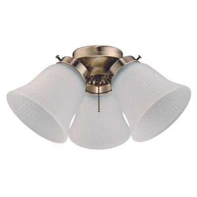 Westinghouse 7784800 Three LED Cluster Ceiling Fan Light Kit, Antique Brass Finish with Frosted Ribbed Glass, 1 Pack, White