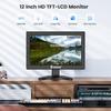 Eyoyo 12-Inch Small CCTV Monitor, 1366x768 HD Screen, HDMI VGA AV BNC Input view 2