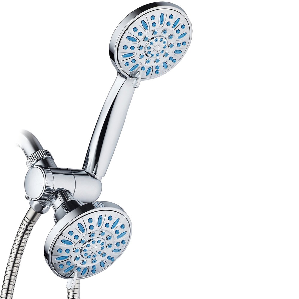 Antimicrobial/Anti-Clog High-Pressure 30-setting Shower Combo by AquaDance with Microban Nozzle Protection from Growth of Mold Mildew & Bacteria for Stronger Shower! Aqua Blue