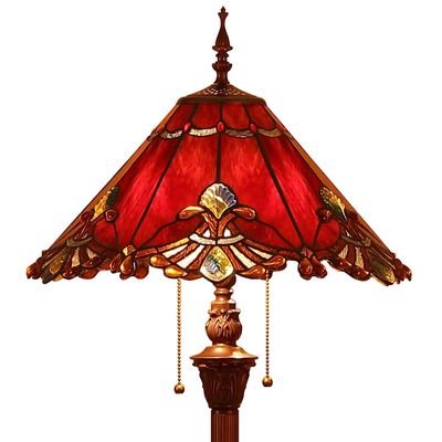 Bieye L10242 Baroque Tiffany Style Stained Glass Floor Lamp, 65-Inch, Red