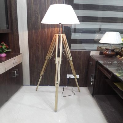THOR INSTRUMENTS Designer Premium Quality Teak Wooden Floor Lamp Stand Home Decor Rustic Vintage Home Decor Gifts