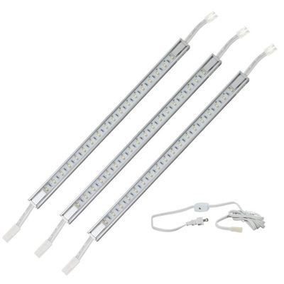 H. Bowes 3 x 12 LED Strip Kit - Silver Cover with Cool White Light (6,000k) - Under Cabinet Furniture 120v/110v - Dimmable - Line Voltage - Professional Grade Electrician