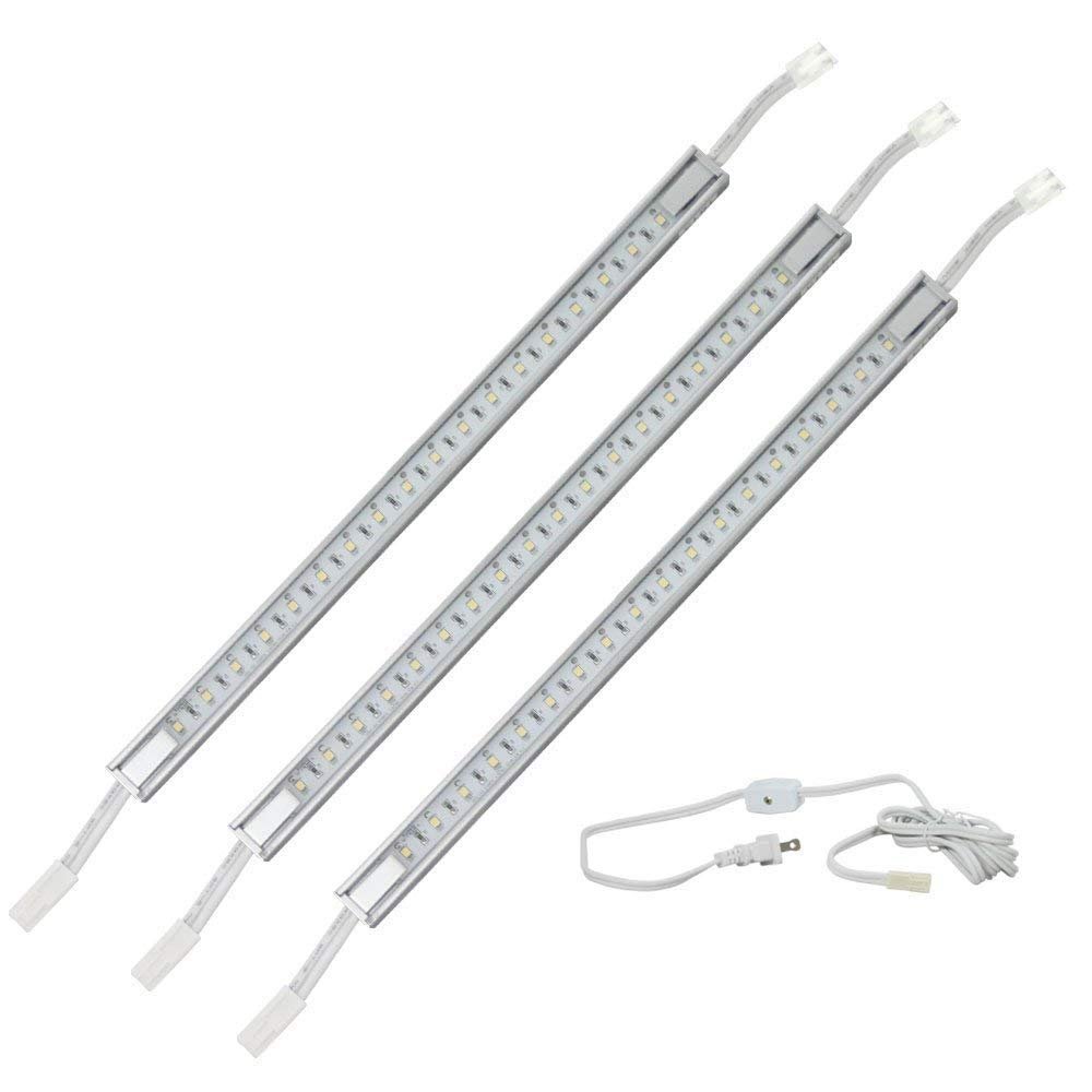 H. Bowes 3 x 12 LED Strip Kit - Silver Cover with Cool White Light (6,000k) - Under Cabinet Furniture 120v/110v - Dimmable - Line Voltage - Professional Grade Electrician