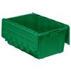 Buckhorn AR2717120204000 Industrial Plastic Stackable Storage KeepBox Tote Container with Hinged Attached Lid, 27-Inch L x 17-Inch W x 12-Inch H, Green view 1