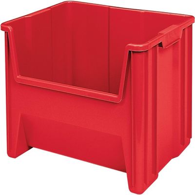 Akro-Mils 13017 Stack-N-Store Heavy Duty Stackable Open Front Plastic Storage Container Bin, (15-Inch x 20-Inch x 12-1/2-Inch), Red, (3-Pack)