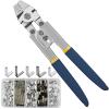 Fishing Crimping Tool Kit, Fishing Crimping Pliers Wire Rope Crimping Tool with 500pcs Crimp Sleeves Kit, Heavy Duty Stainless Steel Fishing Crimper Pliers Wire Cutters Line Crimps Sleeves view 1