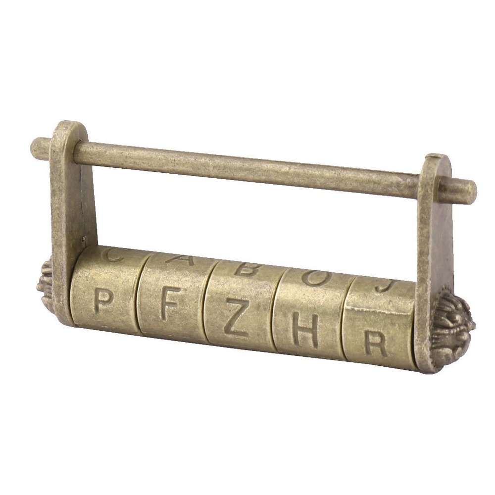 uxcell Metal Home Cabinet Box Case Retro Style Chinese Lock Bronze Tone