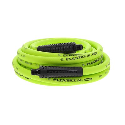 Flexzilla Air Hose, 3/8 in. x 25 ft., 1/4 in. MNPT Fittings, Heavy Duty, Lightweight, Hybrid, ZillaGreen - HFZ3825YW2