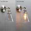 PERMO Single Sconce with Funnel Flared Glass Clear Glass Shade 1-Light Wall Sconce Wall Lamp (Brushed) view 4