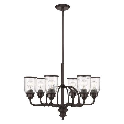 Livex Lighting 40026-07 Lawrenceville Bronze 6 Light Chandelier,26.25"L x 26.25"W x 57"H
