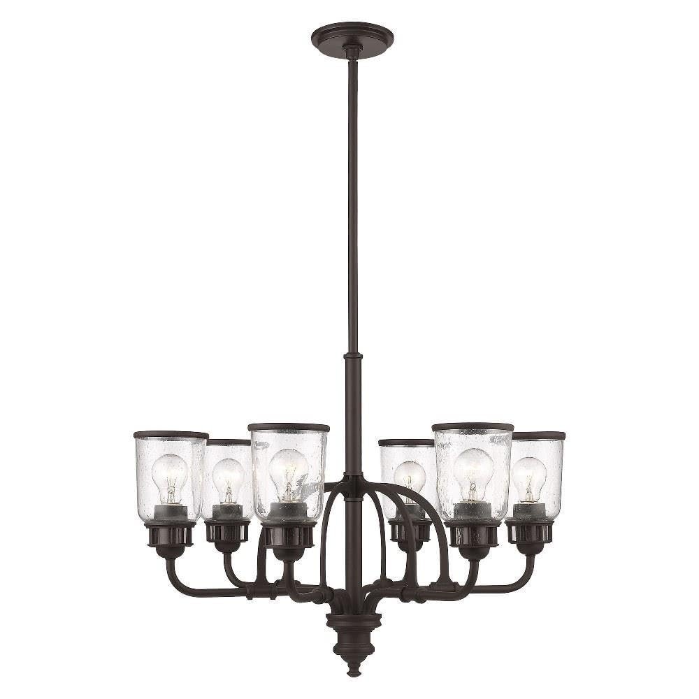 Livex Lighting 40026-07 Lawrenceville Bronze 6 Light Chandelier,26.25"L x 26.25"W x 57"H