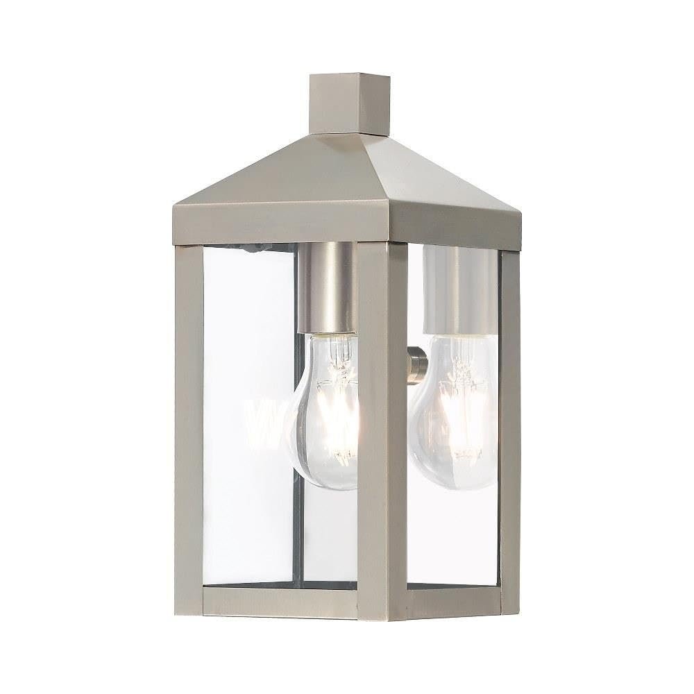 Livex Lighting 20581-91 Nyack 1-Light Outdoor Wall Lantern, Brushed Nickel