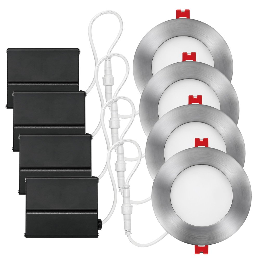 Globe Electric 4 in. 9W Brushed Nickel Ultra Slim LED Integrated Recessed Lighting Kit (4-Pack)
