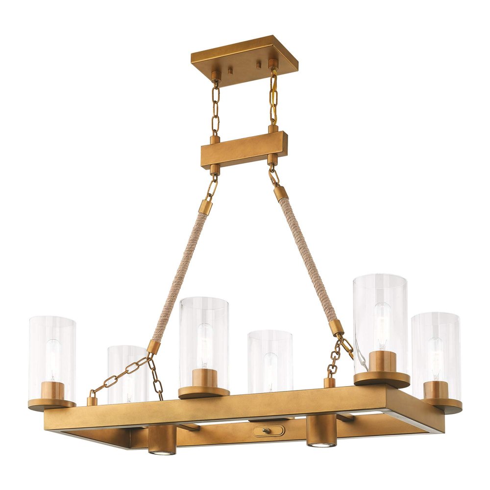 Livex Lighting 41066-26 Linear Chandelier, 34" x 15" x 30", Aged Gold