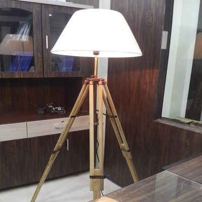 Vintage Copper Antique Natural Wood Floor Lamp Stand by THORINSTRUMNTS Rustic Vintage Home Decor Gifts