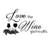 Love The Wine Youre With Removable Wall Quotes Grass and Grape Wall Stickers Decal For Restaurant Dining Room KitchenSmall,Black view 3