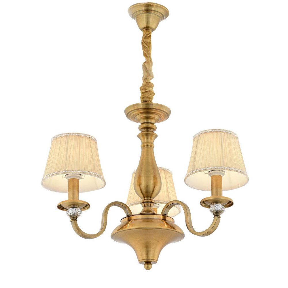 Aiwen Wrought Iron Chandelier Polished Brass 3 Lights Crystal Beads Decorate Ceiling Lighting H19.2" x W18"