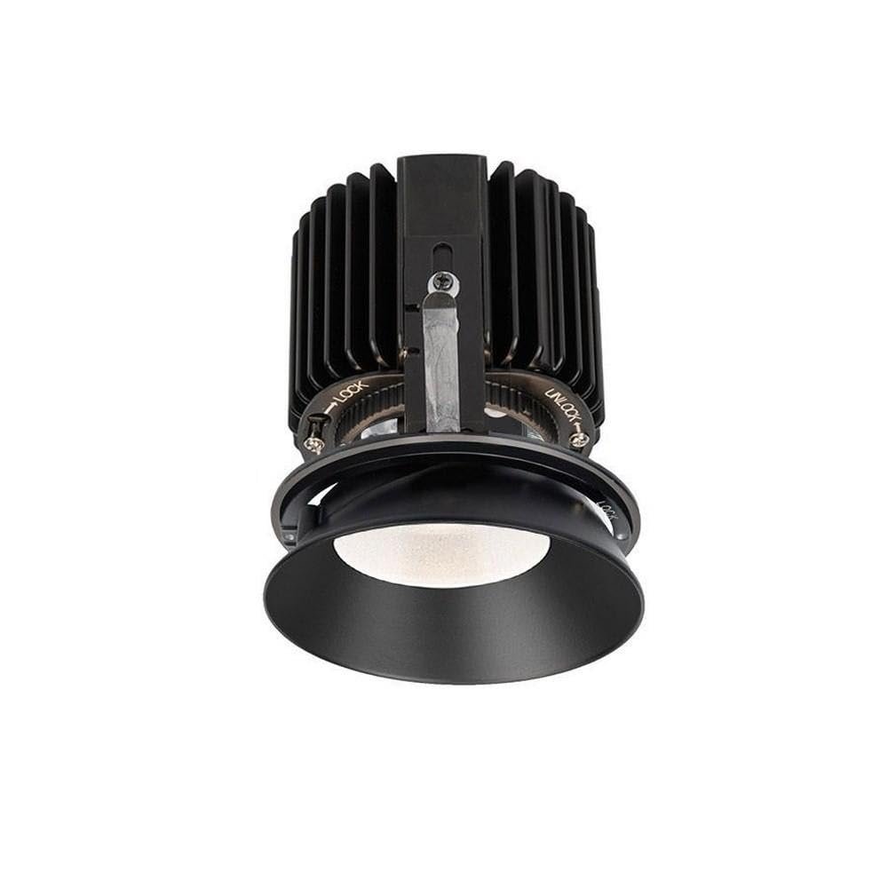 WAC Lighting R4RD1L-W830-BK Volta - 5.75" 36W 60 3000K 85CRI 1 LED Round Shallow Regressed Invisible Trim with Light Engine, Black Finish with Textured Glass