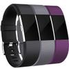 Maledan Bands Replacement Compatible with Fitbit Charge 2, 3-Pack, Large Plum/Gray/Black view 1